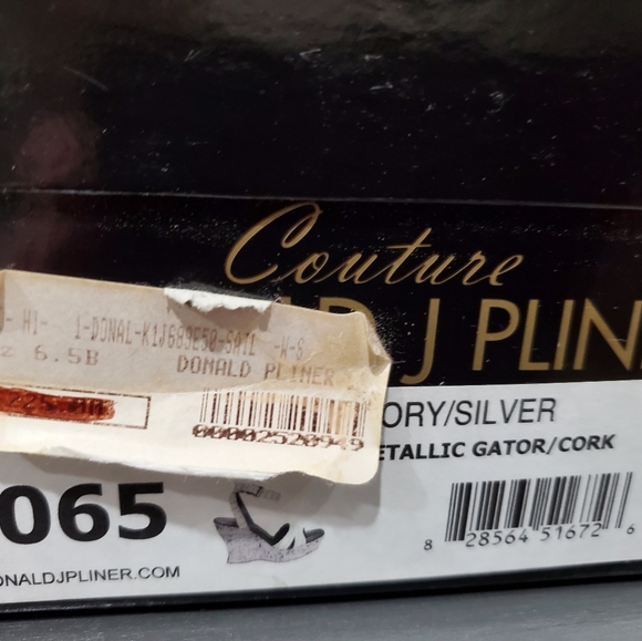Couture Donald J Pliner Ivory Metallic Gator Cork Wedges size 6.5 - Picture 6 of 13